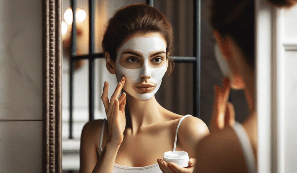 Natron und natürliche Schönheit: Frau mit Gesichtsmaske